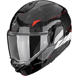 Casco de moto abatible Scorpion EXO-TECH II Carbon Viator negro-blanco-rojo