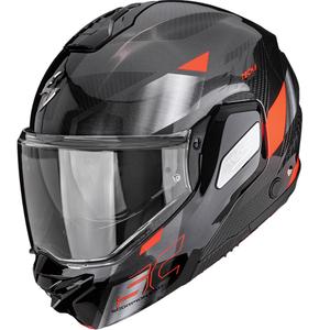 Casco de moto abatible Scorpion EXO-TECH II Carbon Drift negro-plata-rojo