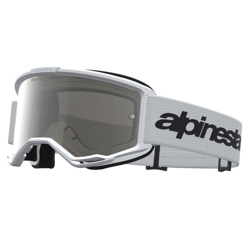 Gafas de motocross Alpinestars Vision 3 Wordmark blancas y negras