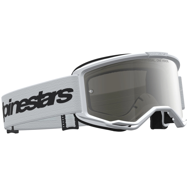 Gafas de motocross Alpinestars Vision 3 Wordmark blancas y negras