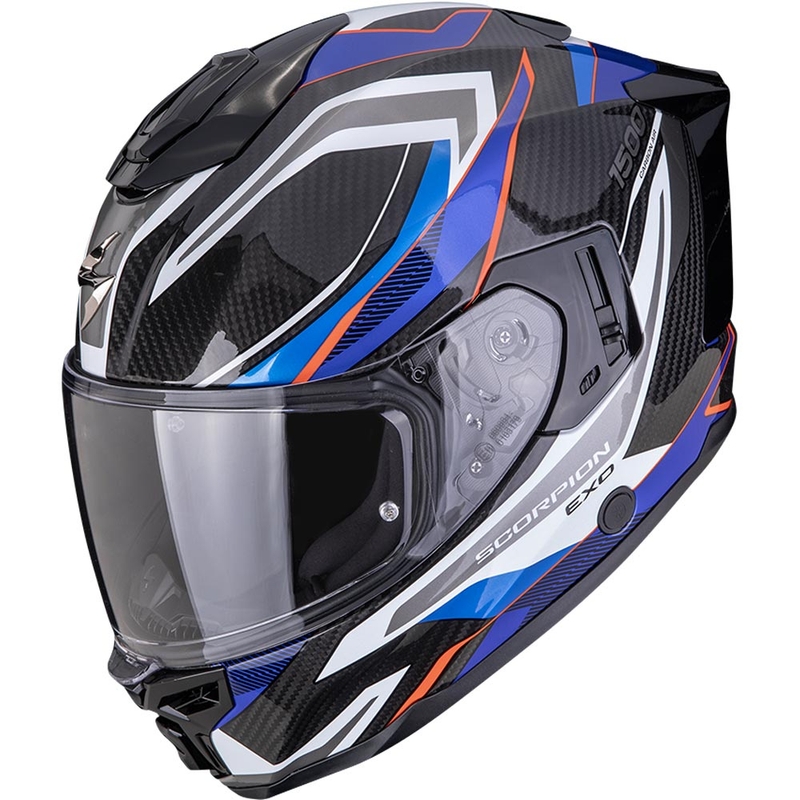 Casco integral de motocicleta Scorpion EXO-1500 Carbon Air Hydro negro-blanco-azul