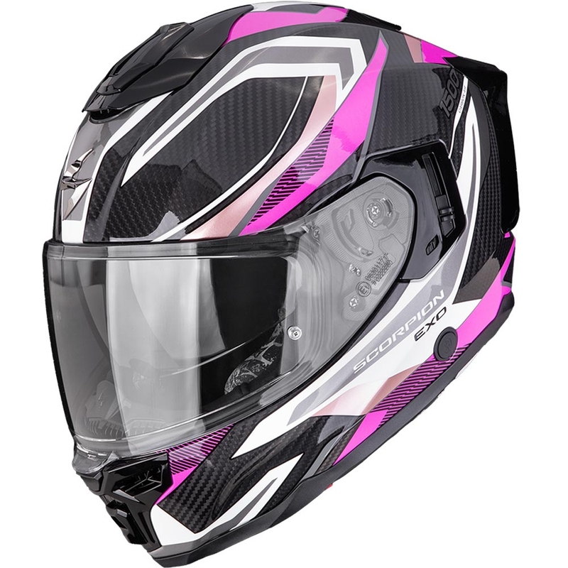 Casco integral de motocicleta Scorpion EXO-1500 Carbon Air Hydro negro-blanco-rosa