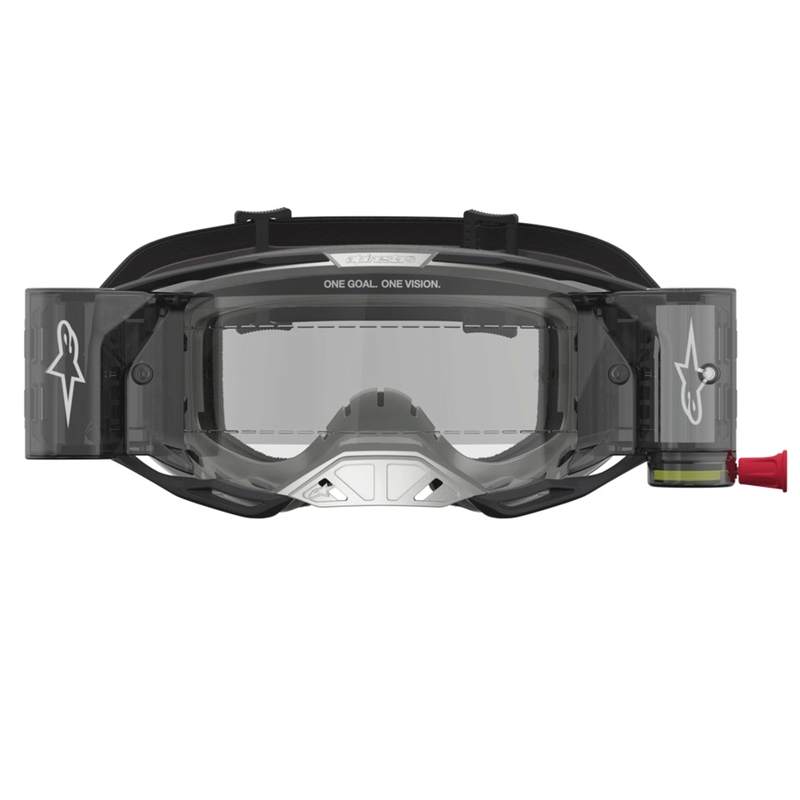 Gafas de motocross Alpinestars Vision 8 Amber Roll-Off de visión amplia, color negro-plata.
