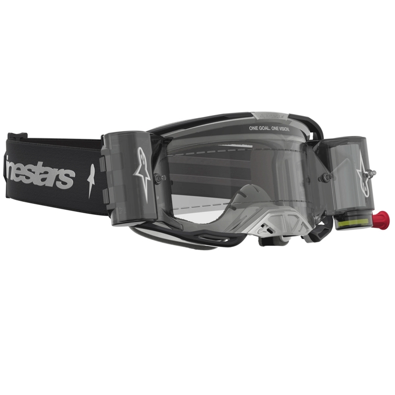 Gafas de motocross Alpinestars Vision 8 Amber Roll-Off de visión amplia, color negro-plata.