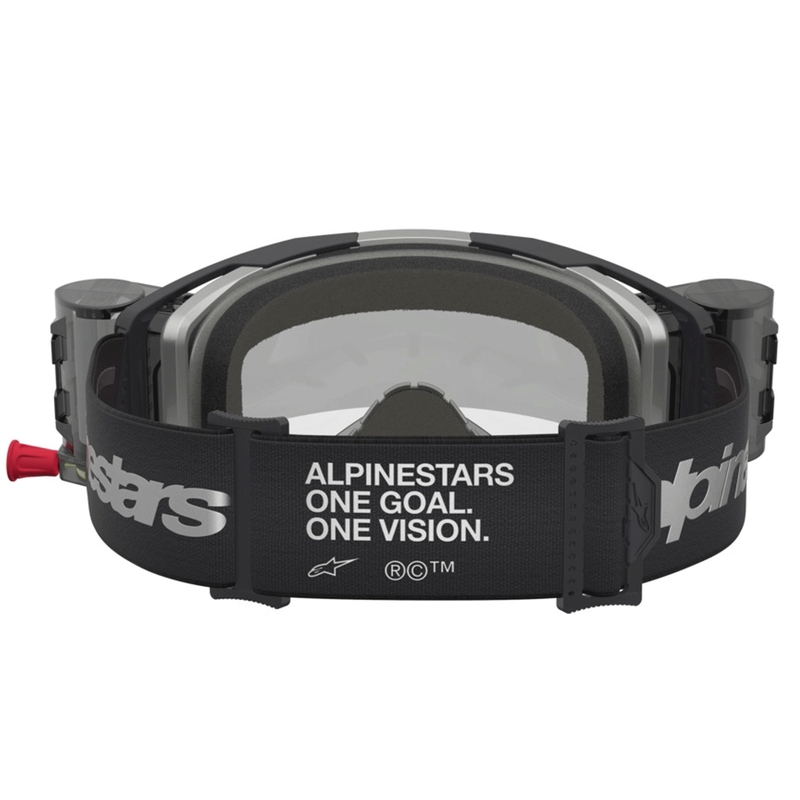 Gafas de motocross Alpinestars Vision 8 Amber Roll-Off de visión amplia, color negro-plata.