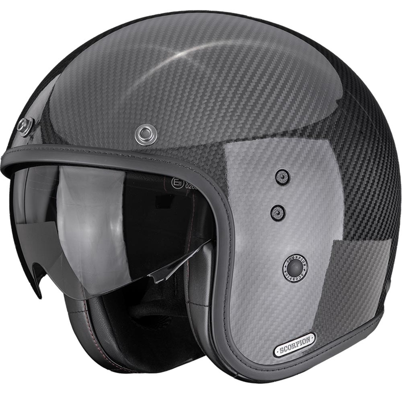 Casco de moto abierto Scorpion Belfast II Carbon Solid, color negro.