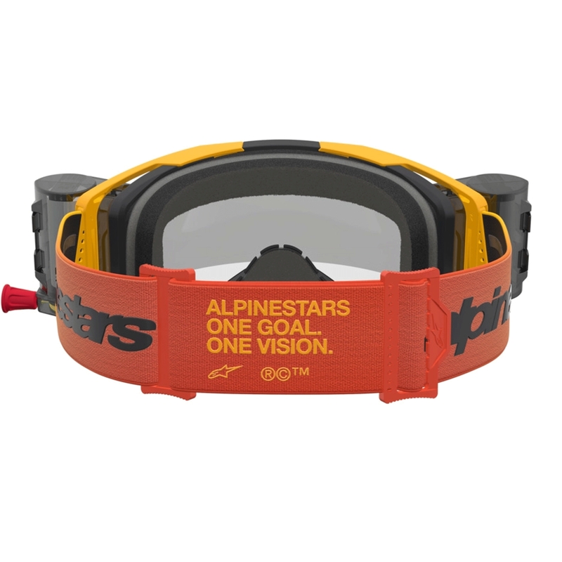 Gafas de motocross Alpinestars Vision 8 Amber Roll-Off, color amarillo, rojo y negro.