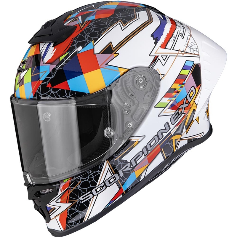 Casco integral de motocicleta Scorpion EXO-R1 EVO II Air Pouls blanco multicolor