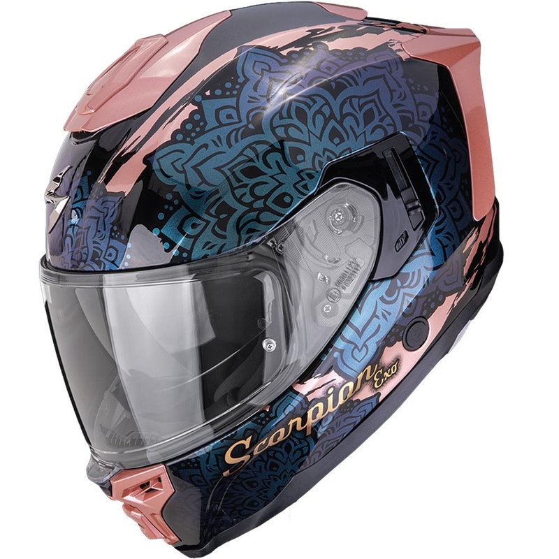 Casco integral de motocicleta Scorpion EXO-1500 Air Vortex negro-rosa-camaleón