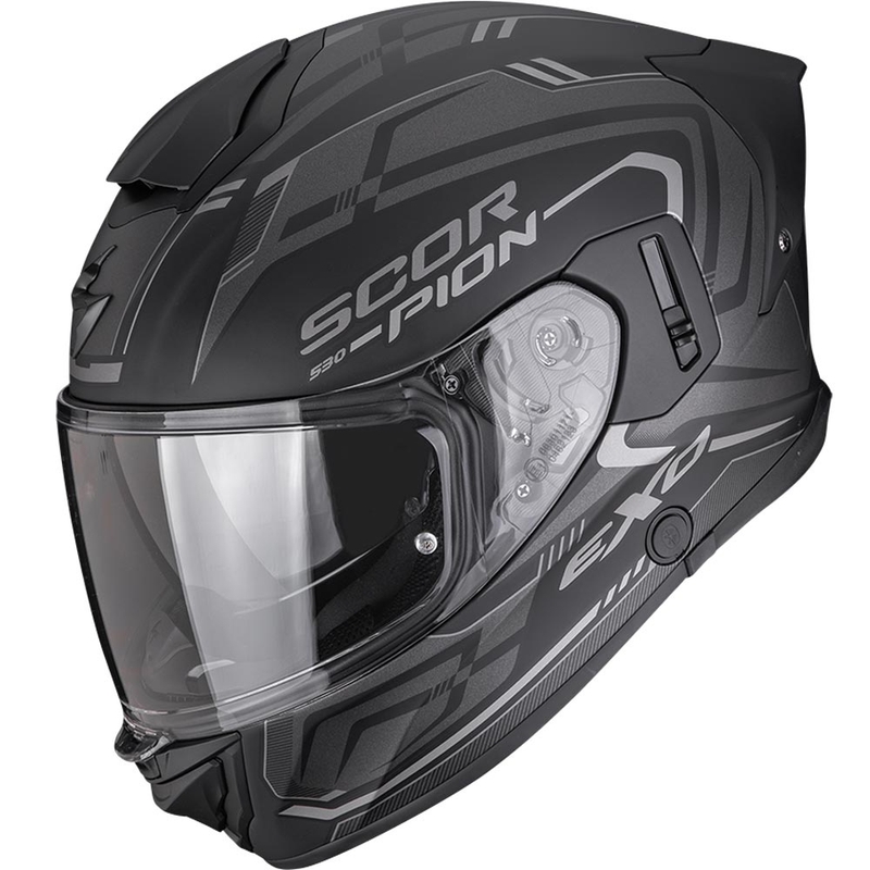 Casco integral de motocicleta Scorpion EXO-530 Air Slope, color negro mate-plata.
