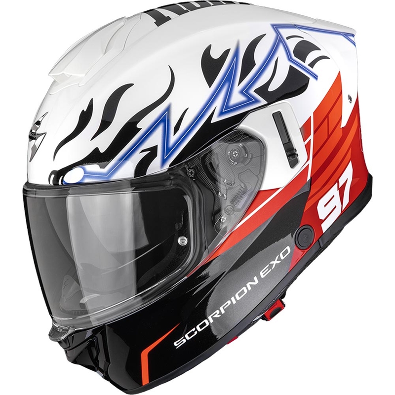 Casco integral de motocicleta Scorpion EXO-530 Air JSK 97 blanco-rojo