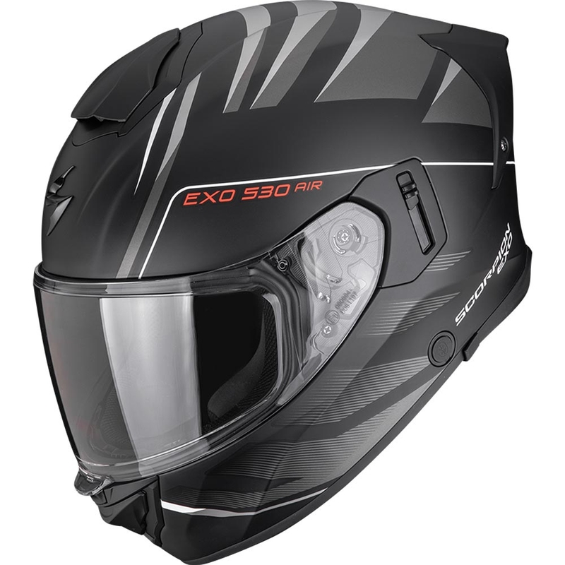 Casco integral de motocicleta Scorpion EXO-530 Air Tigris, color negro mate-plata.