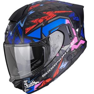 Casco integral de motocicleta Scorpion EXO-530 Air Meteor, color negro mate y rosa.