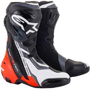 Botas de moto Alpinestars Supertech R negro-rojo fluo-blanco-gris