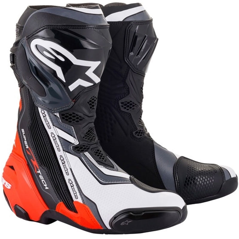 Botas de moto Alpinestars Supertech R negro-rojo fluo-blanco-gris
