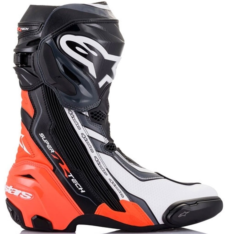 Botas de moto Alpinestars Supertech R negro-rojo fluo-blanco-gris
