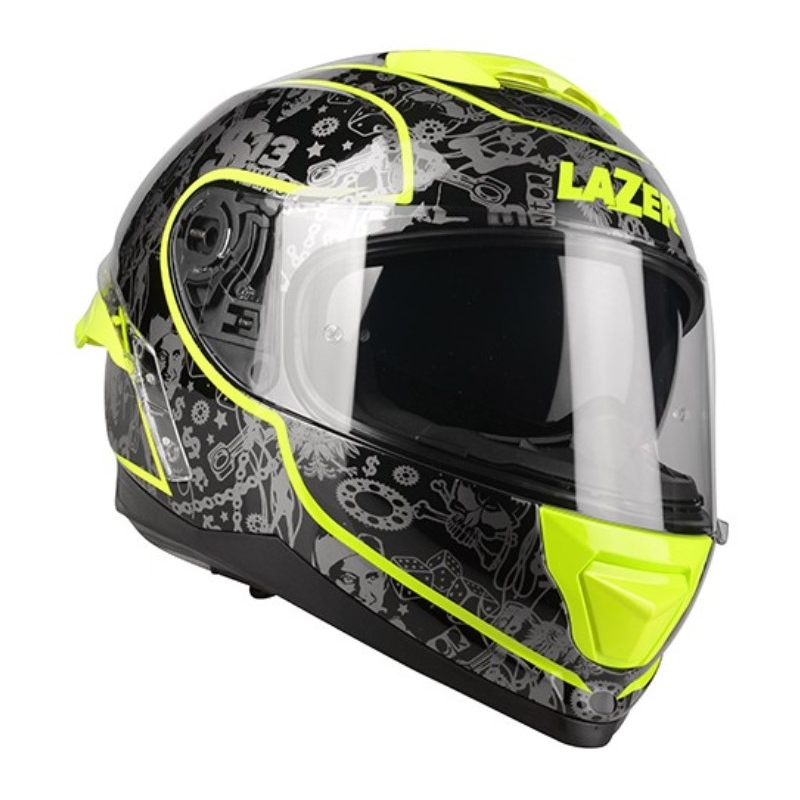 Casco integral de moto Lazer Rafale SR $13 Original negro-gris-amarillo fluo liquidación