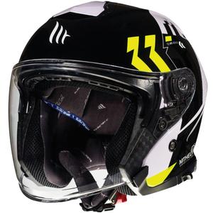 Casco de moto abierto MT Thunder 3 SV Venus negro-blanco-amarillo fluo liquidación