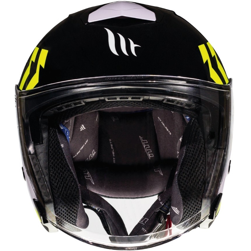 Casco de moto abierto MT Thunder 3 SV Venus negro-blanco-amarillo fluo liquidación