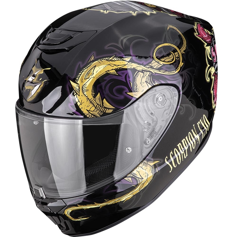 Casco integral de motocicleta Scorpion EXO-391 Mumia negro camaleón