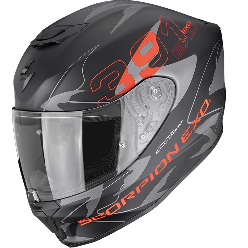 Casco integral de moto Scorpion EXO-391 Key, negro mate-plata-rojo