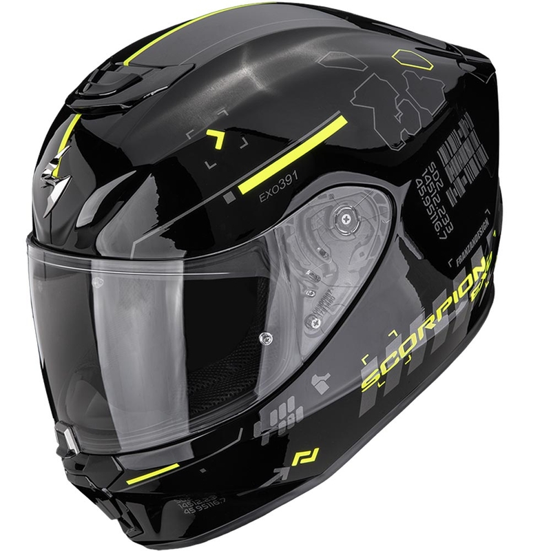 Casco integral de moto Scorpion EXO-391 Iron negro-amarillo flúor