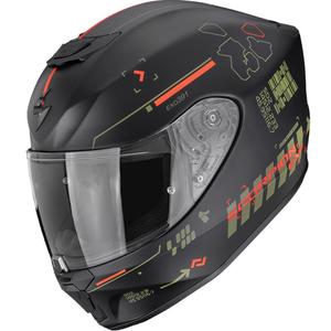 Casco integral de moto Scorpion EXO-391 Iron, negro mate, verde y rojo.
