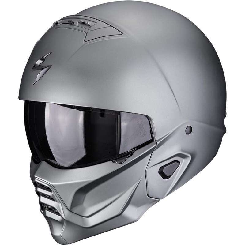 Casco modular para motocicleta Scorpion EXO-COMBAT II, color gris titanio mate sólido.