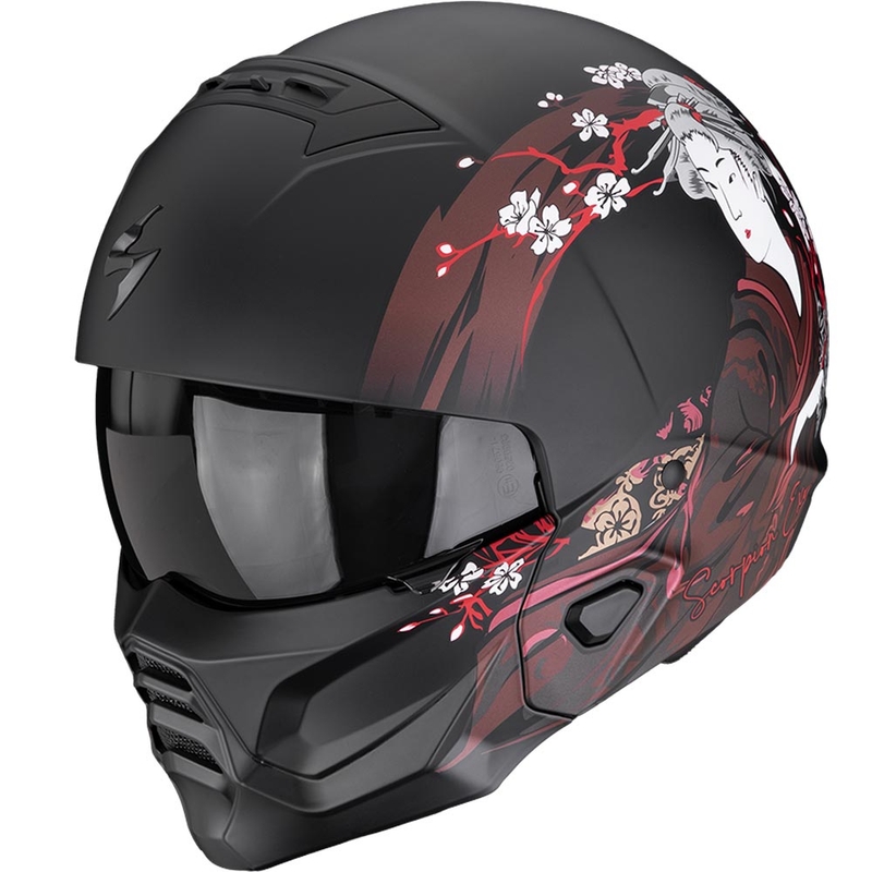 Casco modular para motocicleta Scorpion EXO-COMBAT II Demure negro mate-rojo