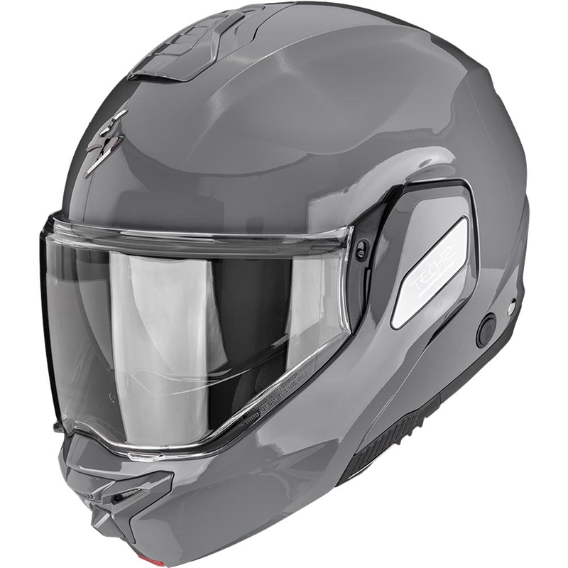 Casco de moto abatible Scorpion EXO-TECH II Solid, color gris cemento.