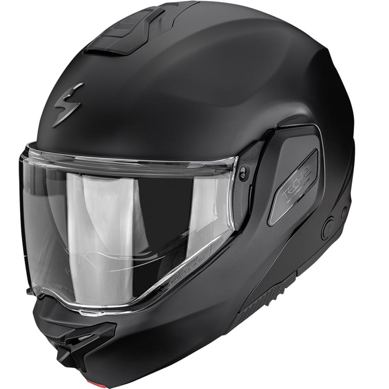 Casco de moto abatible Scorpion EXO-TECH II Solid, color negro mate.