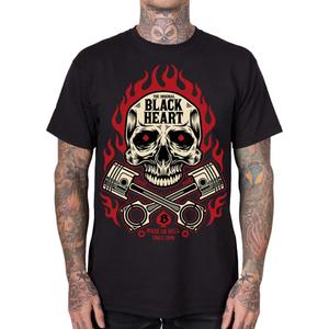 Camiseta negra con calavera y llamas Corazón Negro