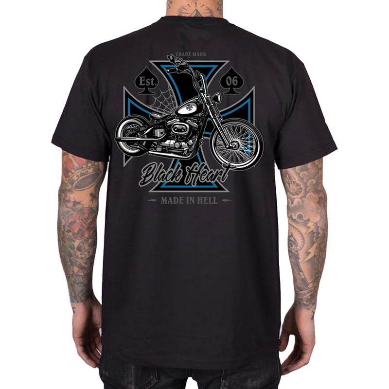 Camiseta negra Corazón Chopper Cruz negra