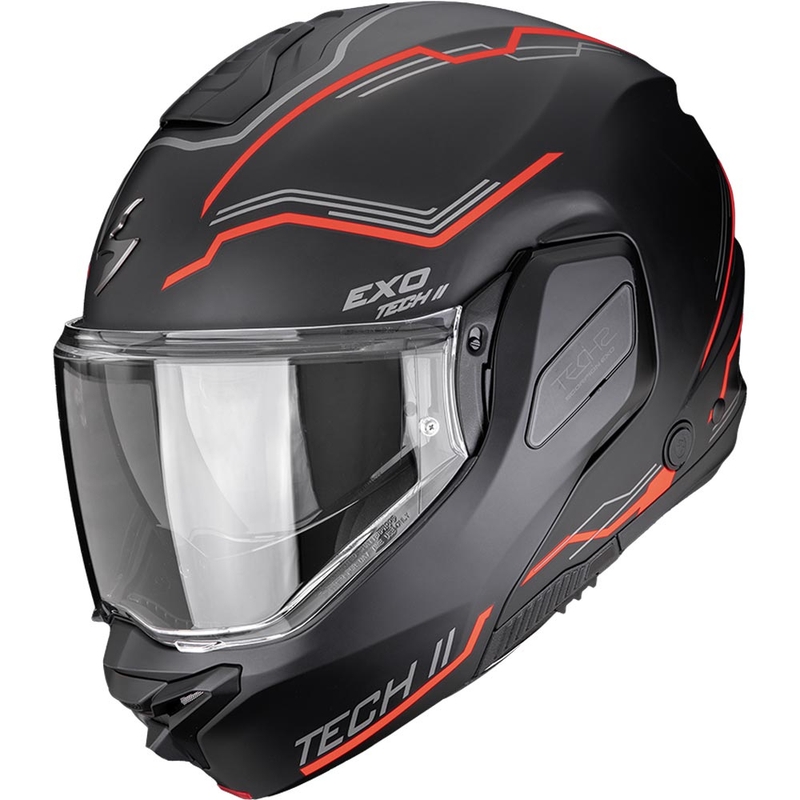 Casco de moto abatible Scorpion EXO-TECH II Dash negro mate-plata-rojo