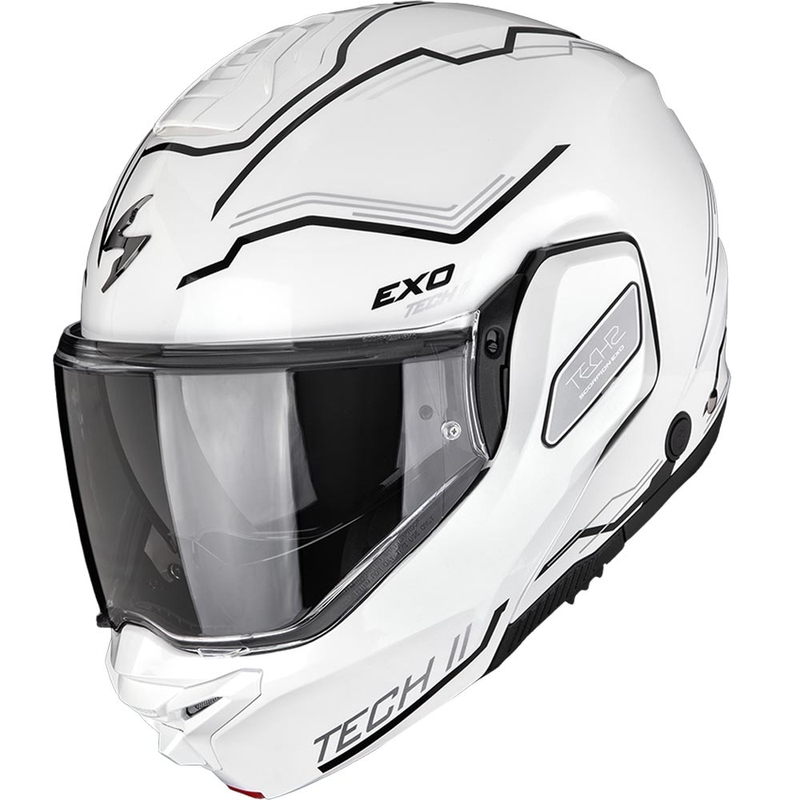 Casco de moto abatible Scorpion EXO-TECH II Dash blanco-plata-negro