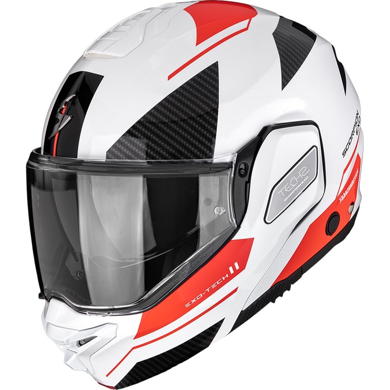 Casco de moto abatible Scorpion EXO-TECH II Void blanco-plata-rojo
