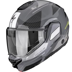 Casco de moto abatible Scorpion EXO-TECH II Void, color amarillo flúor plateado.
