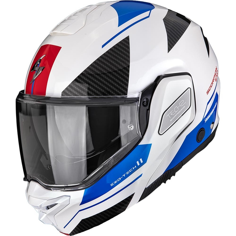 Casco de moto abatible Scorpion EXO-TECH II Void blanco-azul-plateado