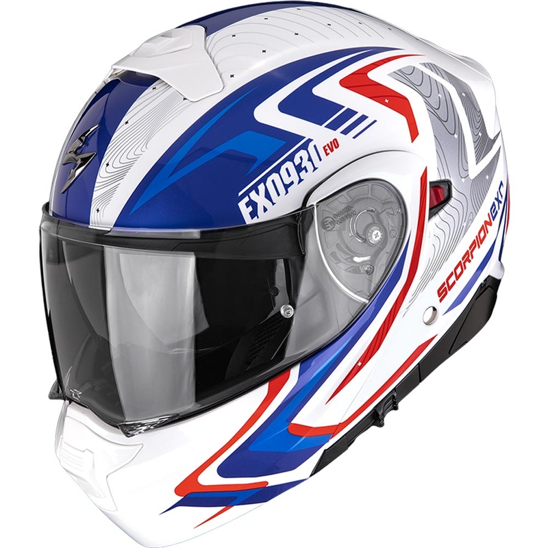 Casco de moto abatible Scorpion EXO-930 EVO Alpha blanco-rojo-azul