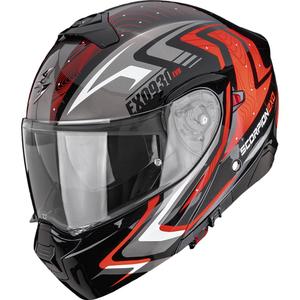 Casco de moto abatible Scorpion EXO-930 EVO Alpha negro-plata-rojo