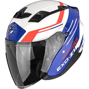 Casco de moto abierto Scorpion EXO-Z1 Prymus blanco-azul-rojo