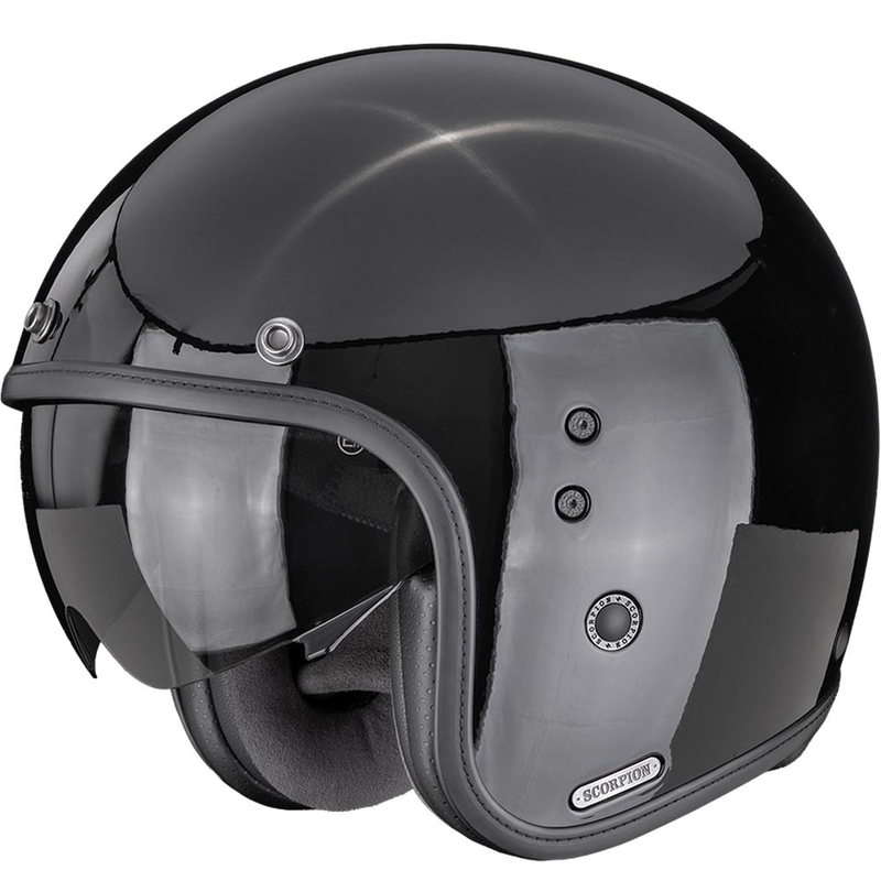 Casco de moto abierto Scorpion Belfast II Solid, color negro.