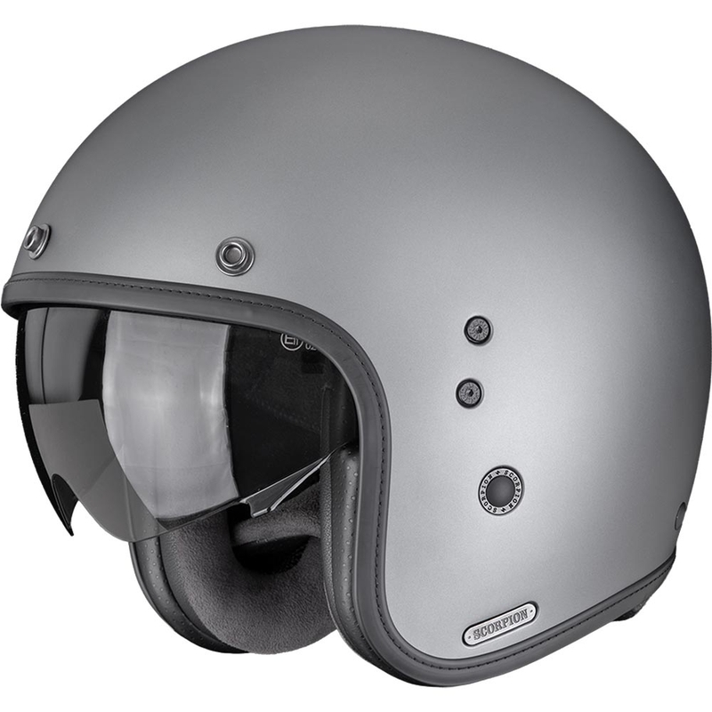 Casco de moto abierto Scorpion Belfast II Solid, color gris titanio mate.