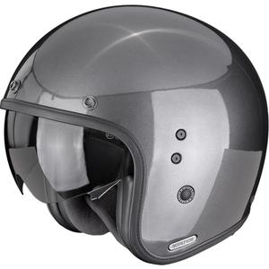 Casco de moto abierto Scorpion Belfast II Solid, color gris metalizado.