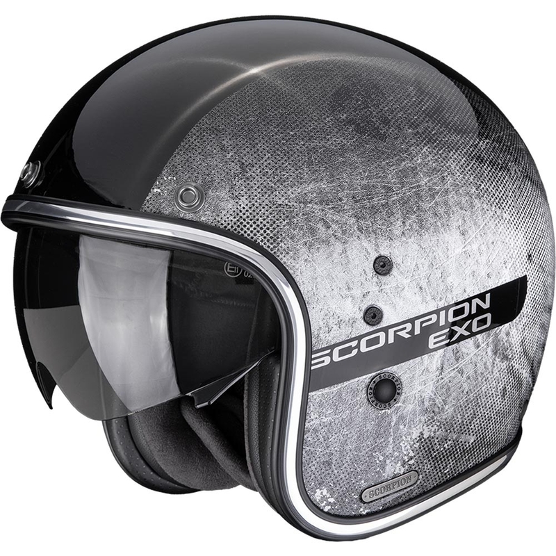 Casco de moto abierto Scorpion Belfast II Quest negro-plata