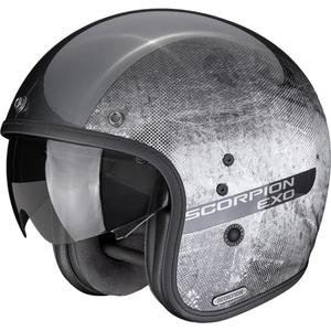 Casco de moto abierto Scorpion Belfast II Quest color plata-negro