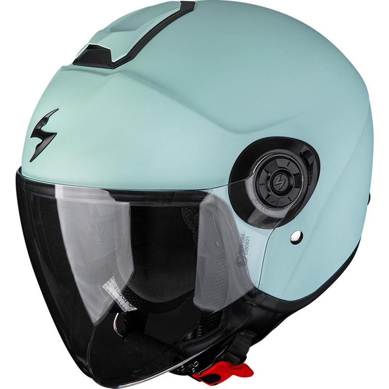 Casco de moto abierto Scorpion EXO-CITY II Solid, color verde menta mate.
