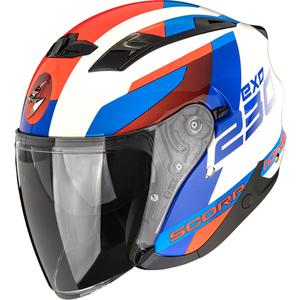 Casco de moto abierto Scorpion EXO-230 Comics blanco-azul-rojo
