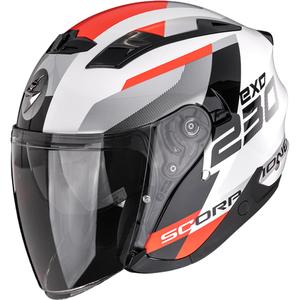 Casco de moto abierto Scorpion EXO-230 Comics blanco-rojo