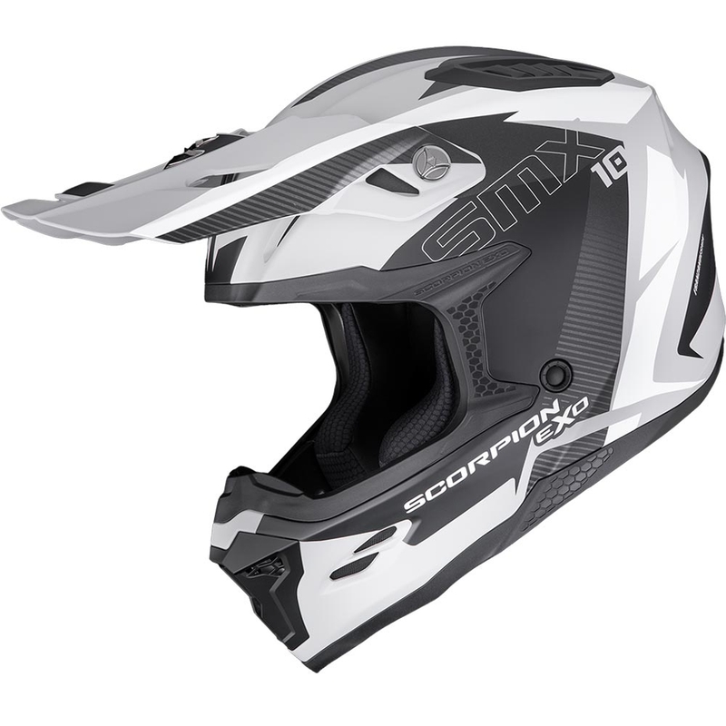 Casco de motocross Scorpion SMX-10 Speed gris mate-negro-blanco